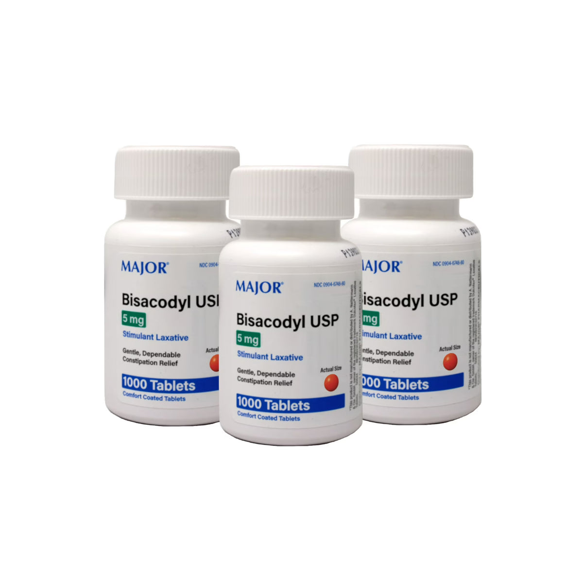 3-PACK Major Bisacodyl Stimulant Laxative 1000-Count Each GLOBAL SHIPPING