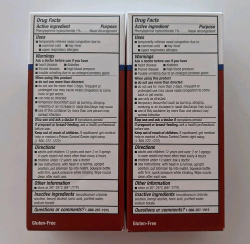 2-PACK Equate Fast Acting 4-Way Nasal Spray Phenylephrine HCl WORLDWIDE SHIPPING