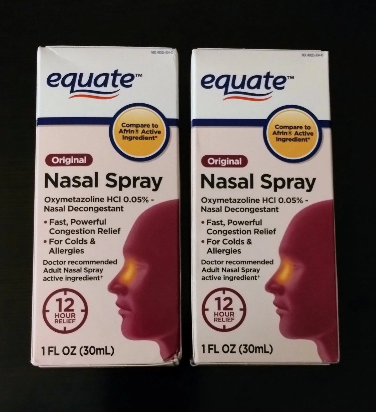 2-PACK Equate Original Nasal Spray Oxymetazoline 12-Hour Relief 1oz WORLDWIDE SHIPPING