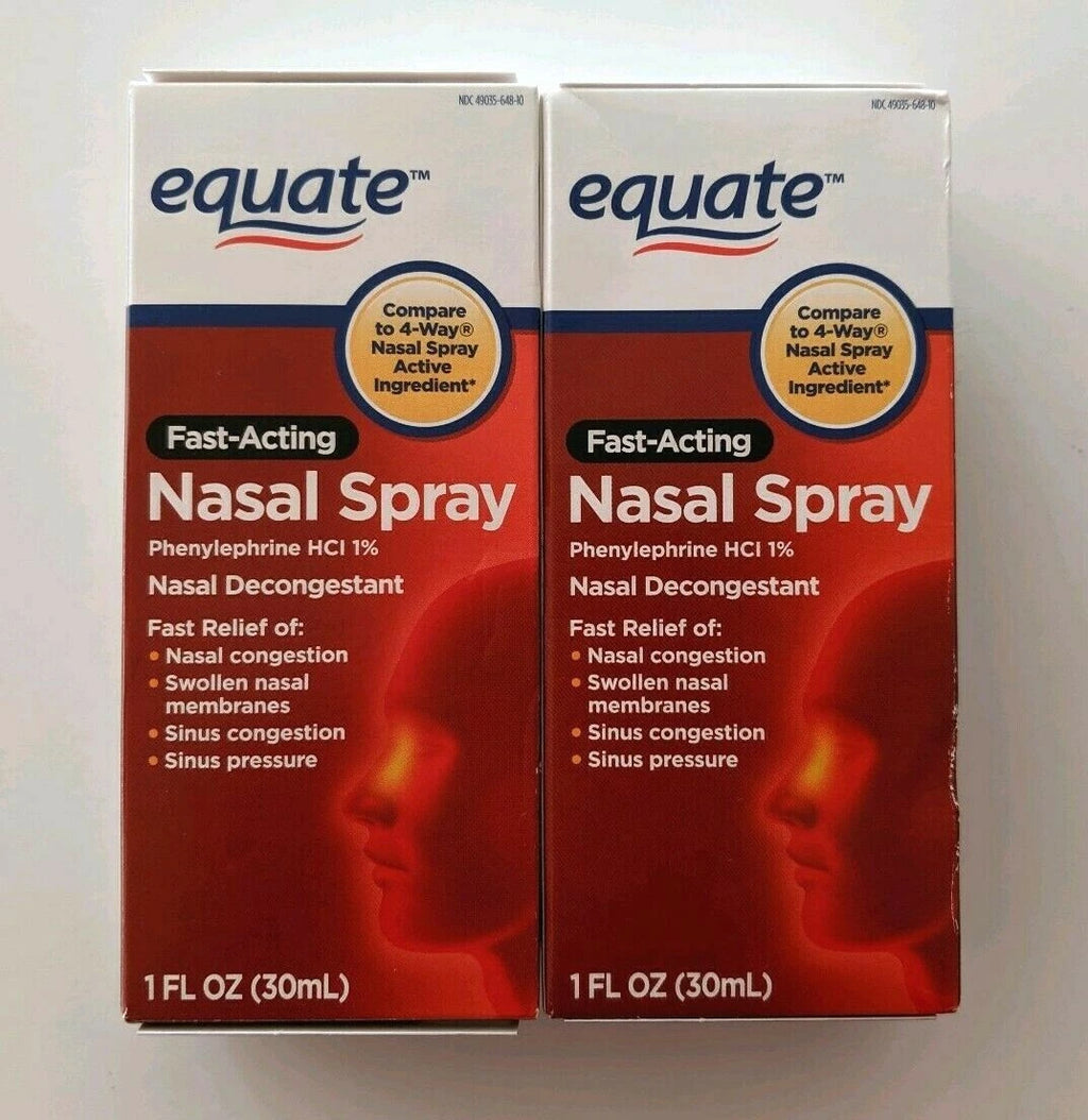 2-PACK Equate Fast Acting 4-Way Nasal Spray Phenylephrine HCl WORLDWIDE SHIPPING